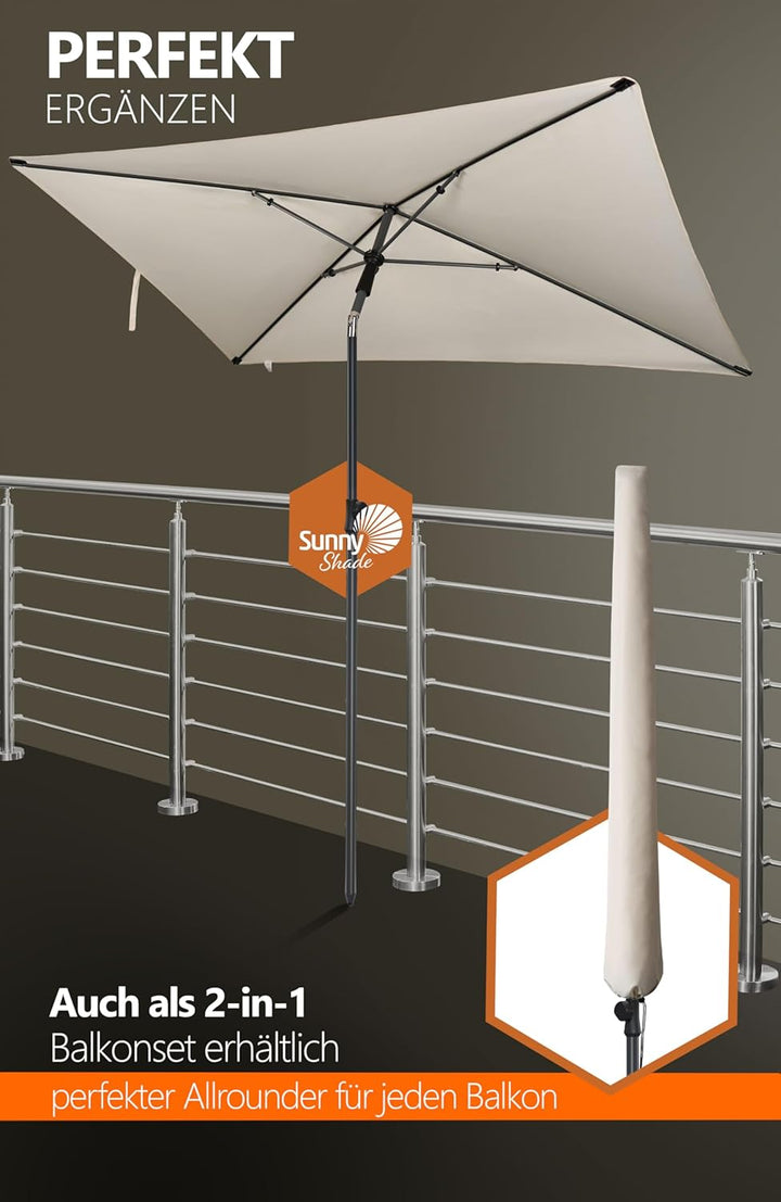 4smile Sonnenschirm Balkon SunnyShade Plus, mit Sonnenschirmhülle - Sonnnenschutz Balkon SET, Beige