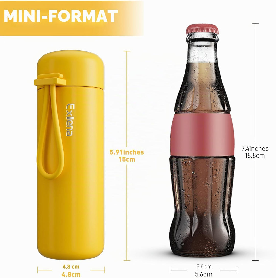 Trinkflasche klein 200ml – Mini-Thermosflasche mit Silikon-Griff, 100% Auslaufsicher, kleine Trinkfl