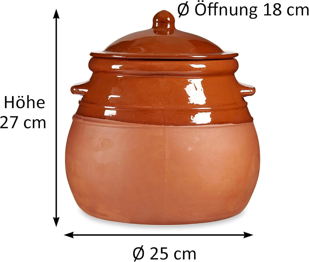 Tontopf mit Deckel 4,5 L Stewpot Eintopf - Schmortopf Antike - Tongeschirr Mittelalter - Wikinger -