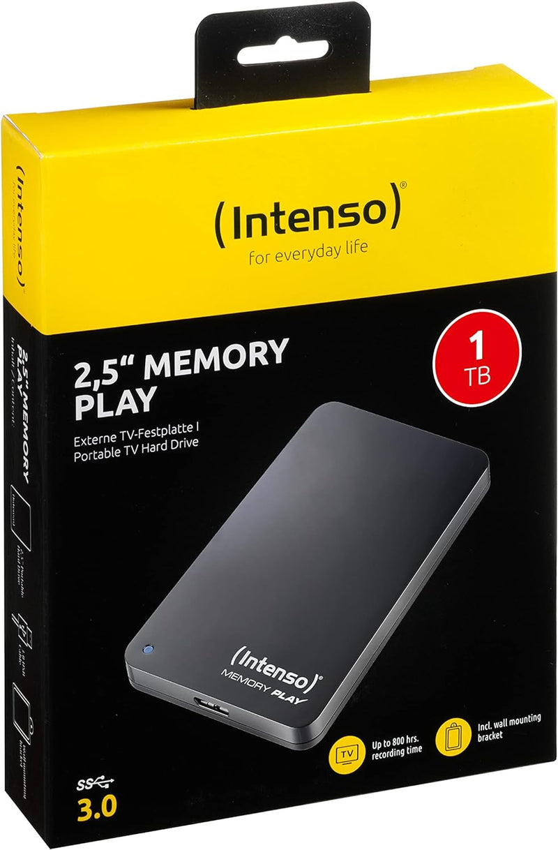 Intenso 6021460 Memory Play 1TB externe TV-Festplatte (6,35 cm (2,5 Zoll), 5400rpm, 8MB Cache, USB 3