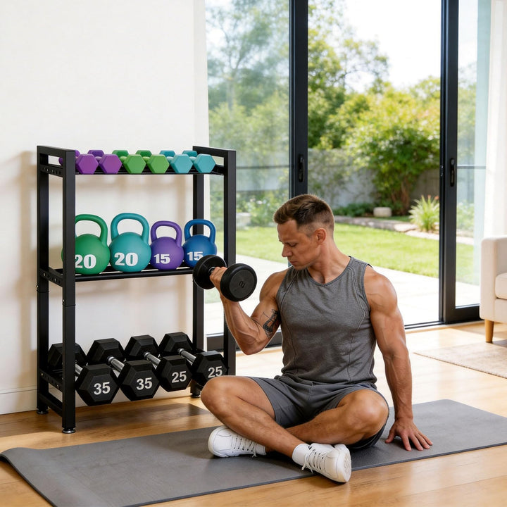 IBUYKE Hantelständer, Verstellbares Hantelgestell für Home Gym, Platzsparender Gewichtsständer 300LB
