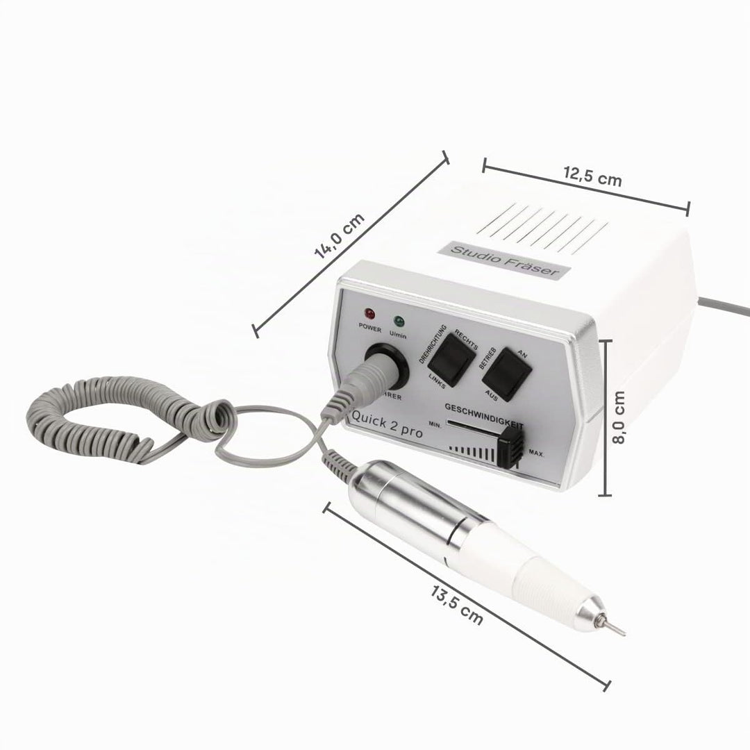 Emmi Nail Fräser Quick 2 Pro – Elektrischer Nagelfräser für Gelnägel &amp; Lack – Nagelfeile mit 4 Bits,