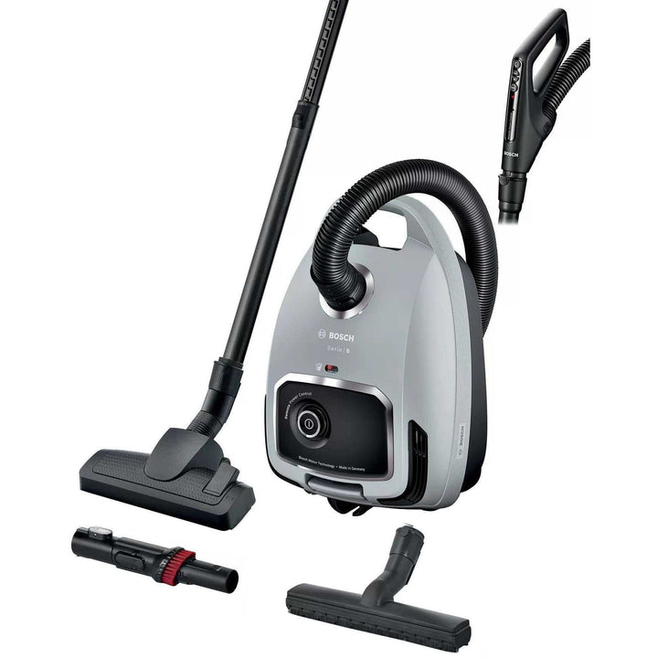 Bosch BGB6X330 Staubsauger mit Beutel, 4 L, 600 W, HEPA Filter, 75dB, 12 Meter Kabel, Grau