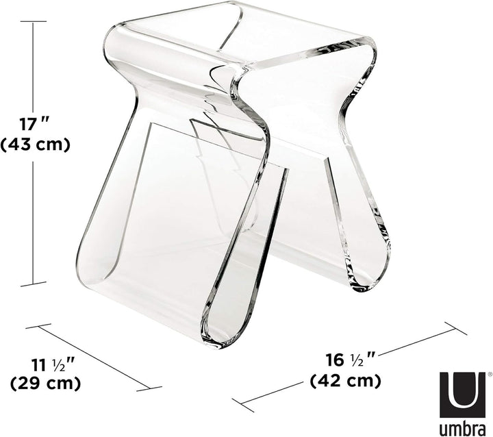 Umbra Magino Hocker mit integriertem Zeitschriftenständer, Acryl klar, Hocker