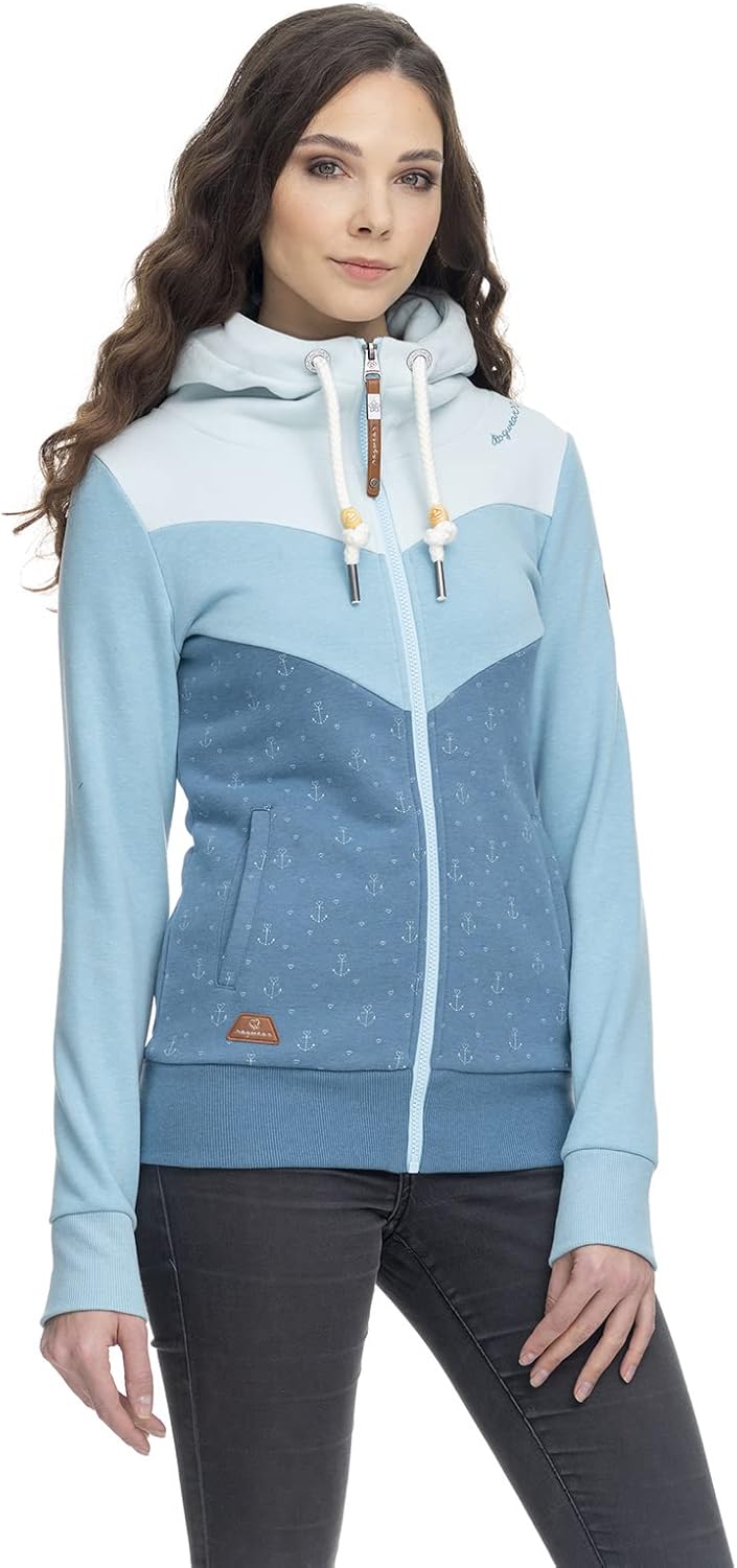Ragwear Neu TREGA Zip Damen Frauen Kapuzenjacke,Zip Hoodie,Sweatjacke,Stehkragen,Seitentaschen S Lig