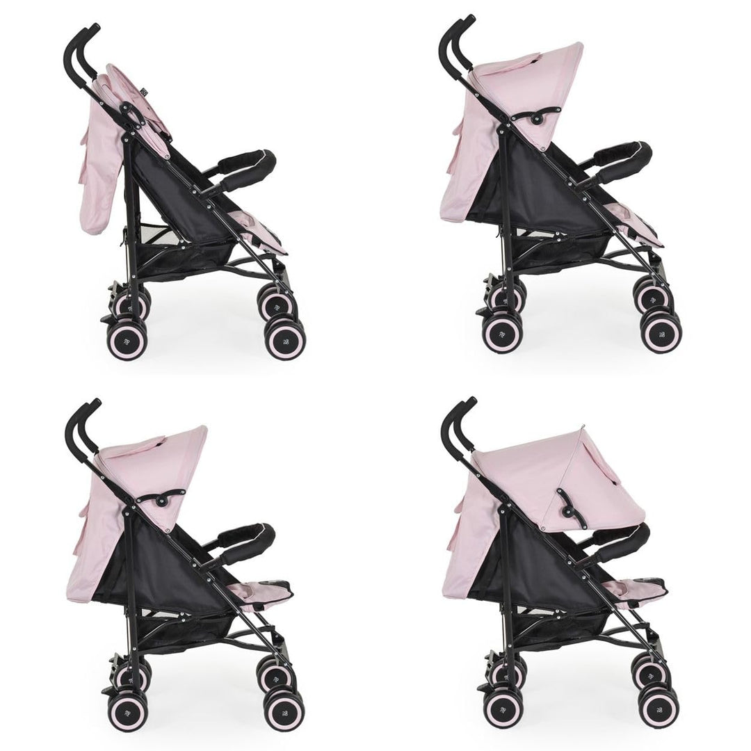 Moni Kinderwagen, Buggy Jerry, Sonnendach, schwenkbare Vorderräder, EVA-Räder rosa schwarz, rosa sch