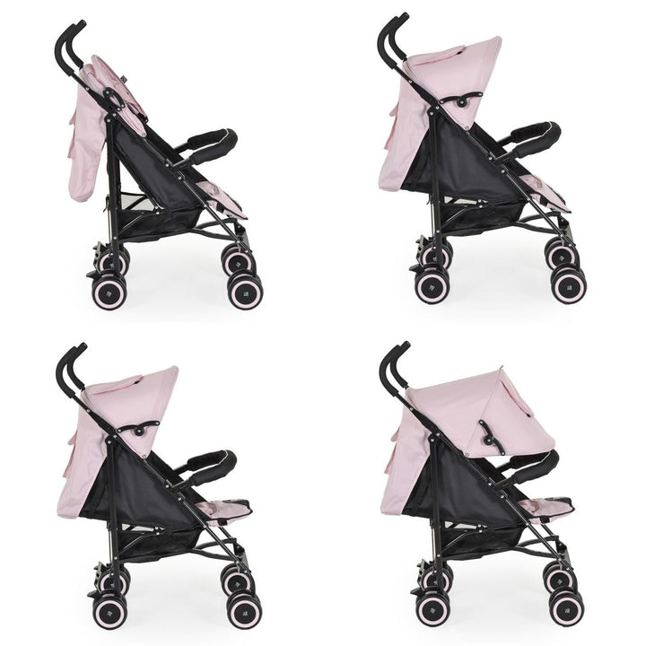 Moni Kinderwagen, Buggy Jerry, Sonnendach, schwenkbare Vorderräder, EVA-Räder rosa schwarz, rosa sch