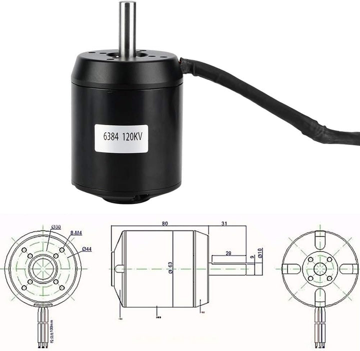 VOBOR 6384 120KV Motor BLDC Outrunner Brushless,BLDC Outrunner Sensored Kompatibel mit Elektro-Balan