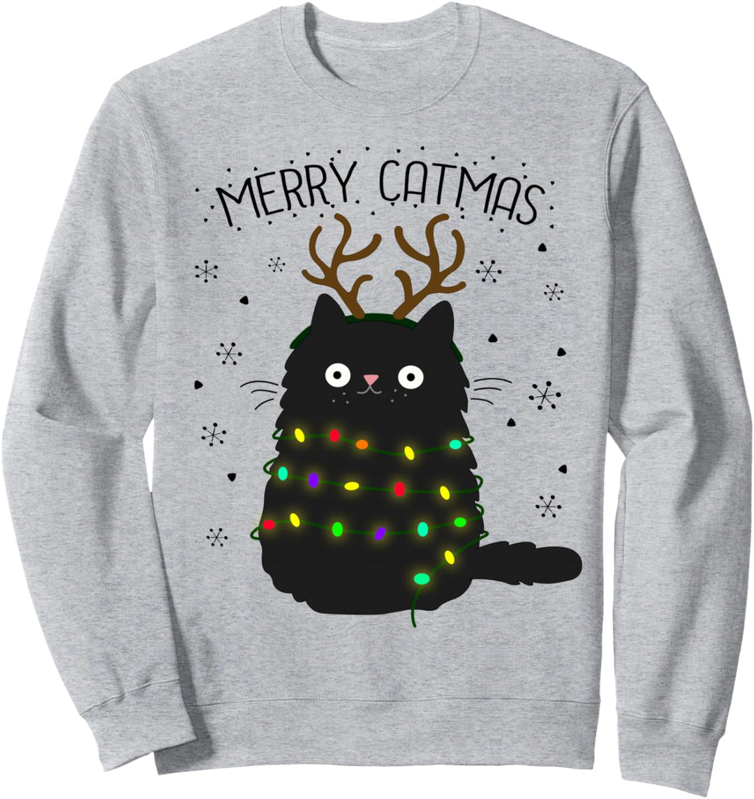 Merry Catmas Geschenkidee Rentier Katze Motiv zu Weihnachten Sweatshirt