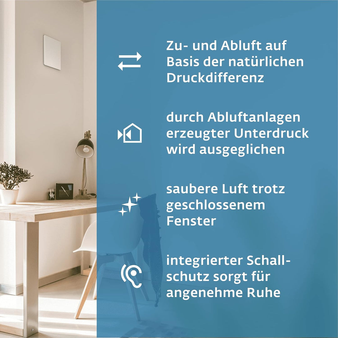 SIEGENIA AEROTUBE DD 160 Wand-Lüfter, dezentrale Wohnraum-Lüftung mit passiver Zu- &amp; Abluft, Lüftung