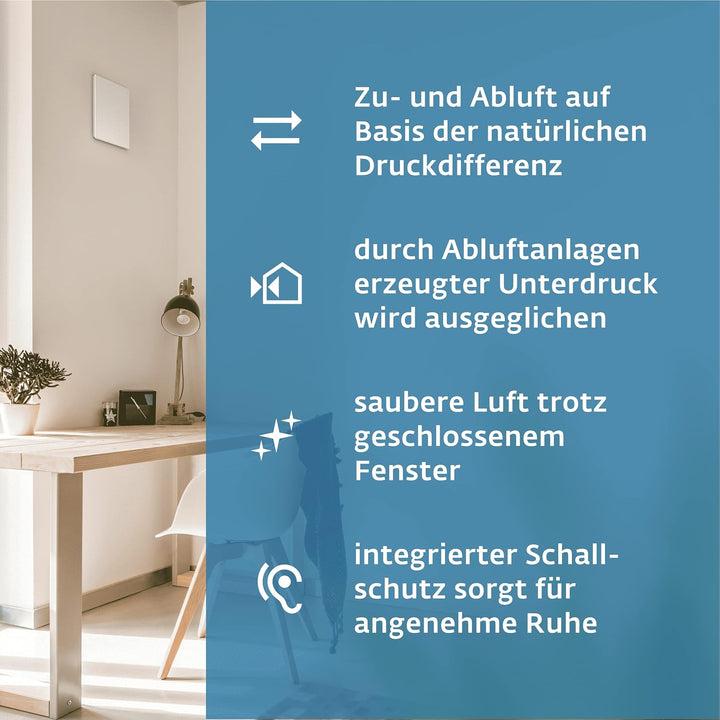 SIEGENIA AEROTUBE DD 160 Wand-Lüfter, dezentrale Wohnraum-Lüftung mit passiver Zu- &amp; Abluft, Lüftung