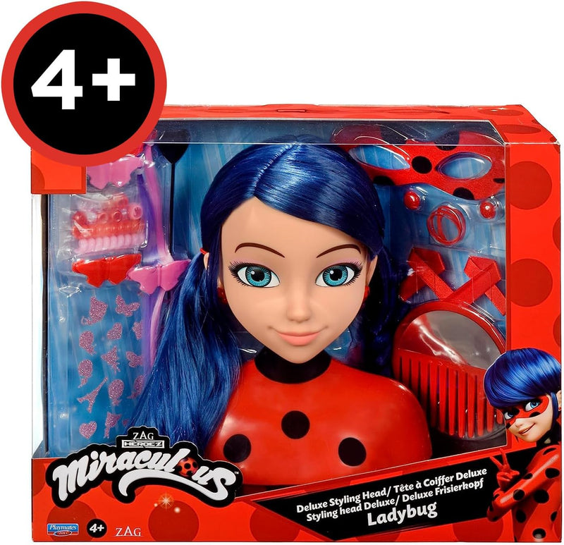 Bandai – Miraculous Ladybug – Miraculous Deluxe Frisierkopf, 21 cm – Marinette-Frisierkopf + 30 Acce