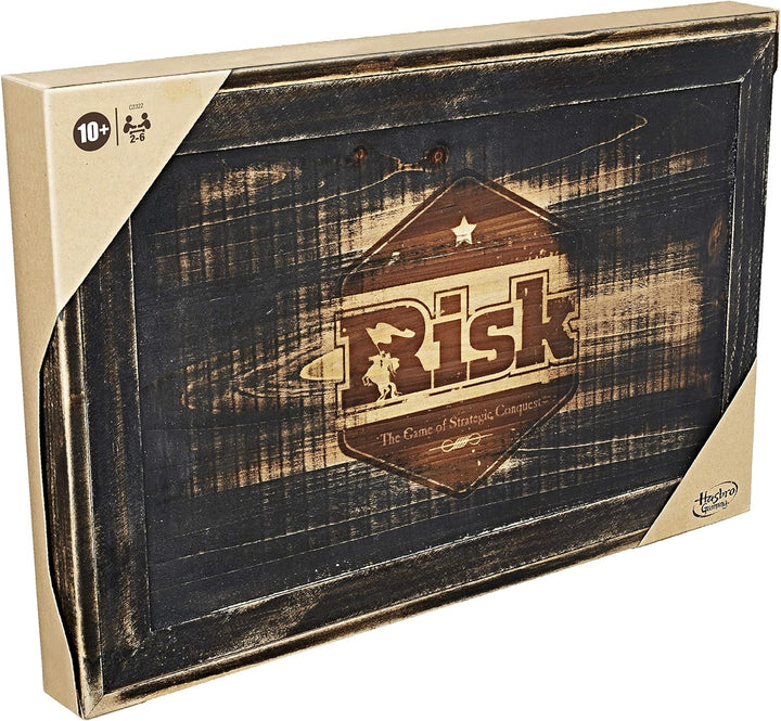 Hasbro Gaming Risiko Rustic, grosse Strategiespiel in Holz Edition, 2 Spieler, deutsche Sprachvarian