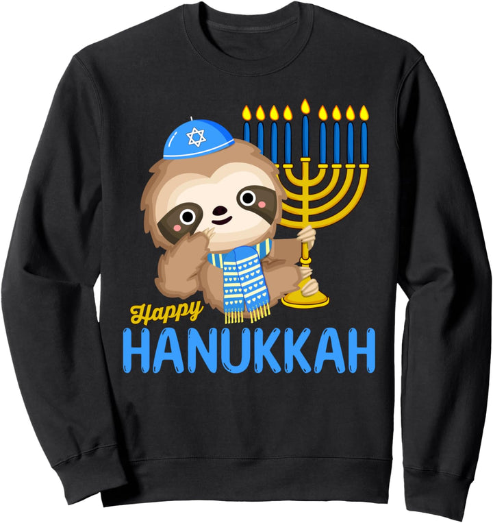 Lustig Chanukka Faultier Menora Pyjamas hebräische Mädchen Sweatshirt