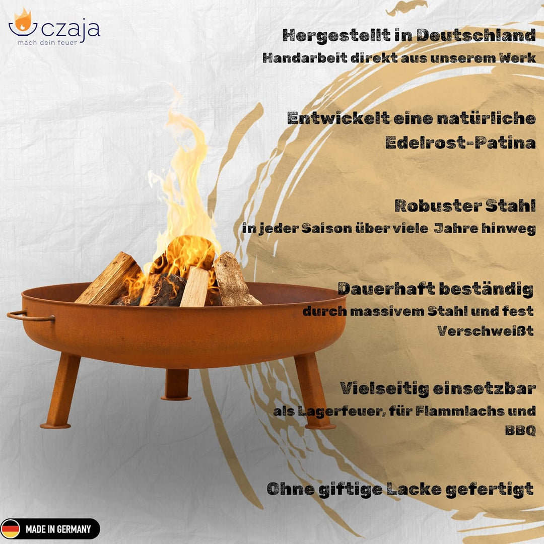 Czaja Feuerschalen® Feuerschale Bonn Ø 80 cm - mit Wasserablaufbohrung - Feuerschalen für den Garten