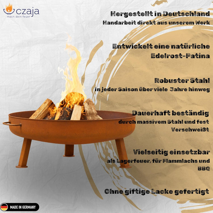Czaja Feuerschalen® Feuerschale Bonn Ø 80 cm - mit Wasserablaufbohrung - Feuerschalen für den Garten
