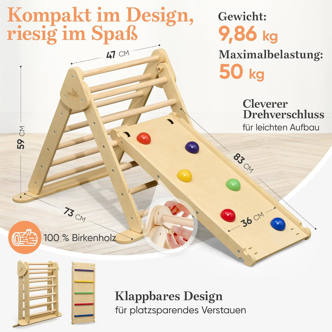 Lululearn® Kletterdreieck [Ultra-SICHER] - Ideal als Klettergerüst Indoor & Outdoor Spielzeug - Klet