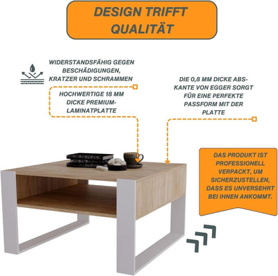CraftPAK Couchtisch mit Stauraum | moderner Wohnzimmertisch aus Holzwerkstoff | massiv und stabil |