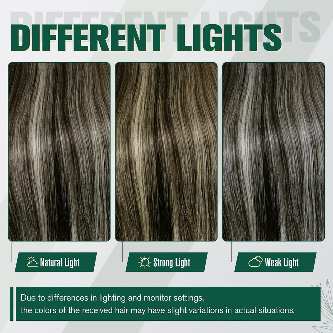 RUNATURE Balayage Echthaar Tressen Schwarz Silber 50cm 100g Sew in Haarverlängerung Remy Menschliche