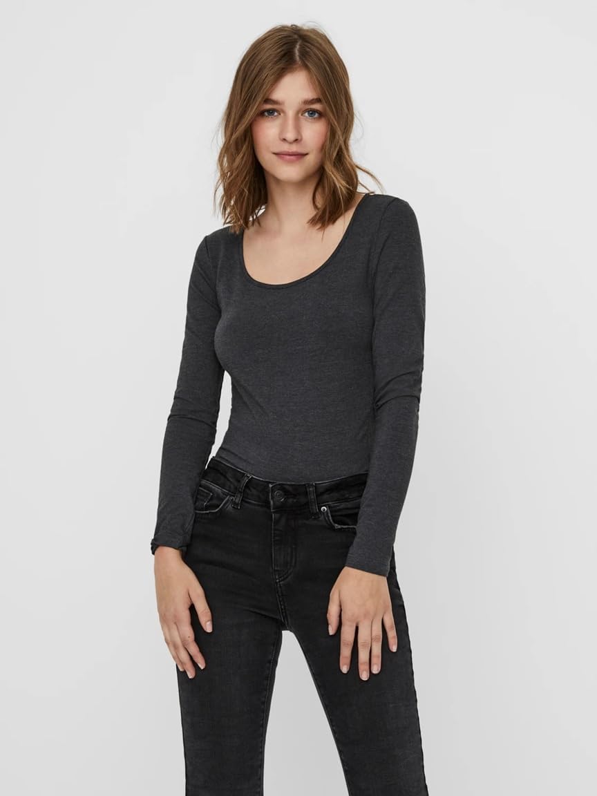 VERO MODA Damen Vmmaxi My Ls Soft Uneck Ga Noos Langarmshirts XS 1x Golden Yellow, 1x Burnt Henna, 1