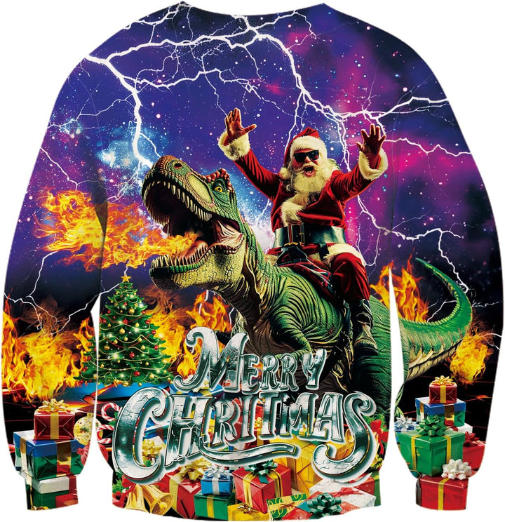 Loveternal Unisex Hässliche Weihnachtspullover 3D Druck Ugly Christmas Sweater Langarm Xmas Pullover