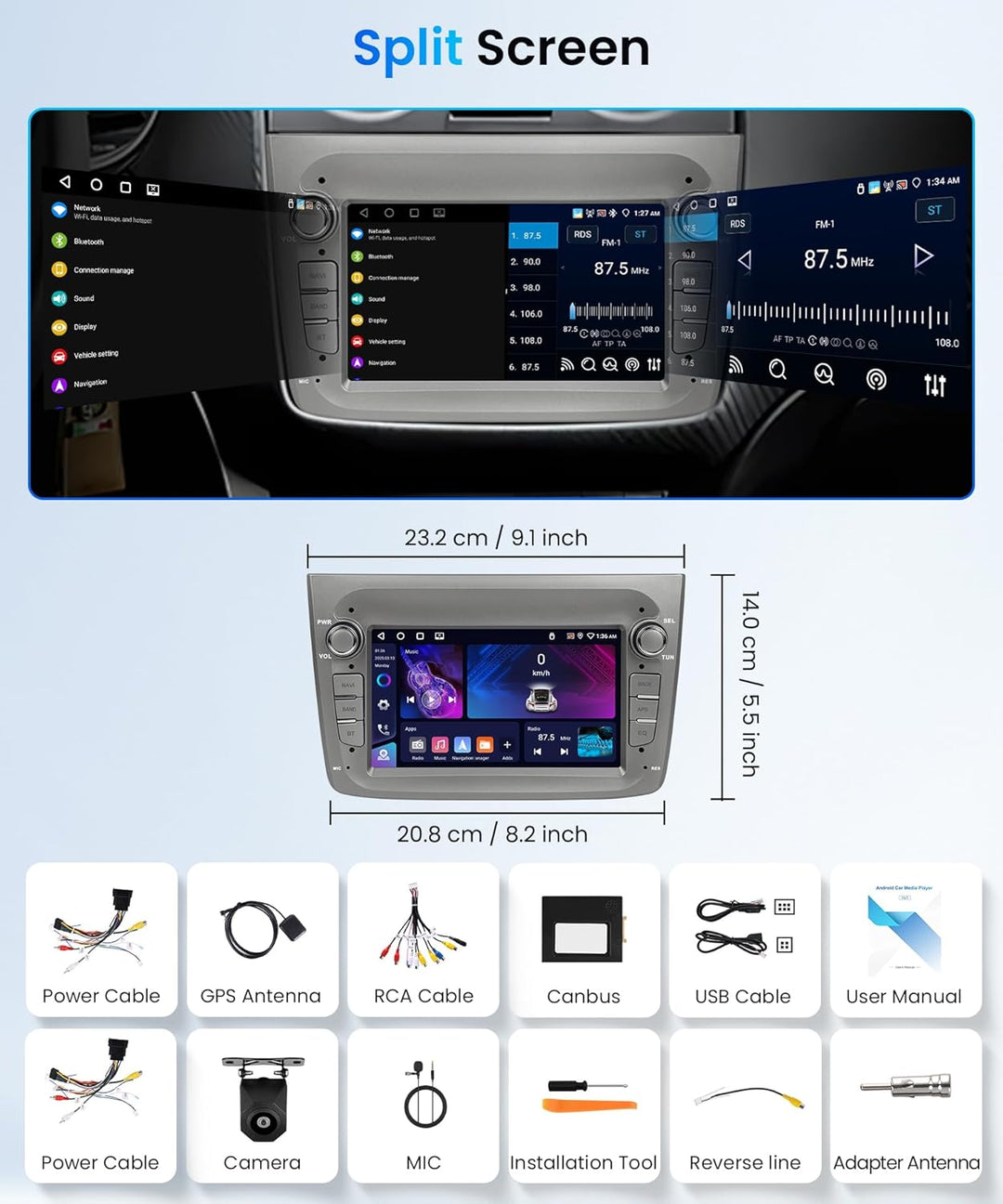 4G+64G Rimoody Android Autoradio für Alfa Romeo MITO 2008-2016 7 Zoll Wireless Carplay Mito Stereo A