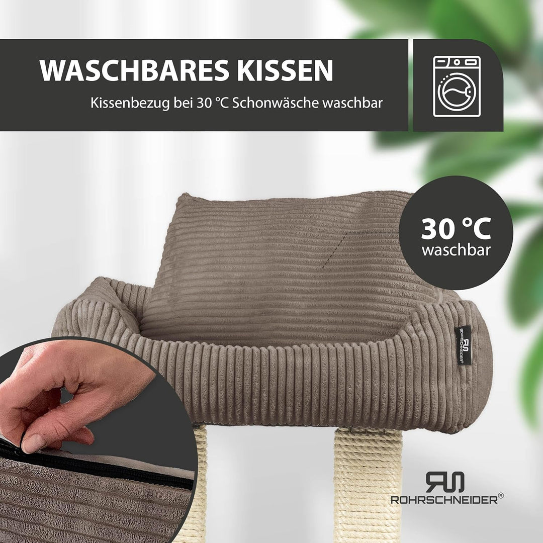 Rohrschneider moderner Kratzbaum Wolly | Made in Germany | Kleiner Katzenbaum mit 2 Breiten Kratzsäu