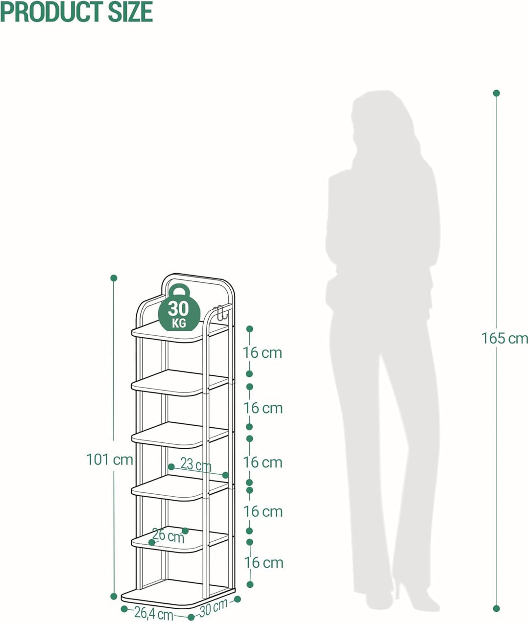 Hzuaneri Vertikales Schuhregal, 6-Stöckige Schuhregale, Schuhturm für Kleine Räume, Freistehend, Ver