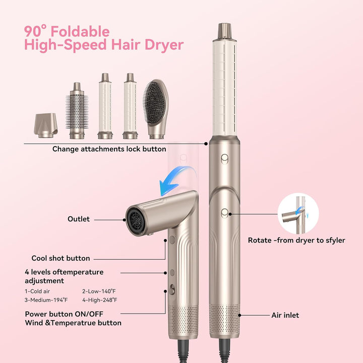 Atopskins 5 in 1 Air Styler set,Professioneller Haarstyler Set, 110000 U/Min Hairstyler, Rundbürsten
