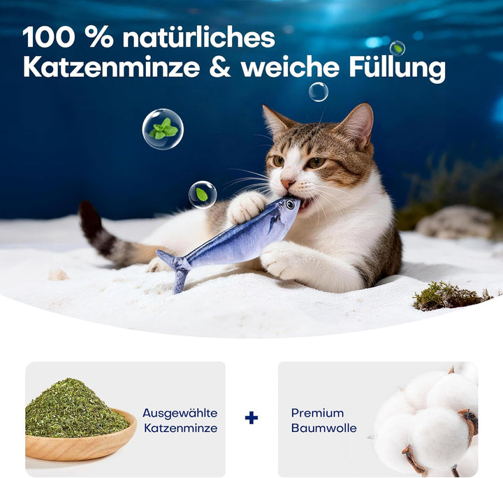 Potaroma Katzenspielzeug, interaktives elektrisches flatterndes Fisch-Spielzeug 3er-Set, wiederaufla