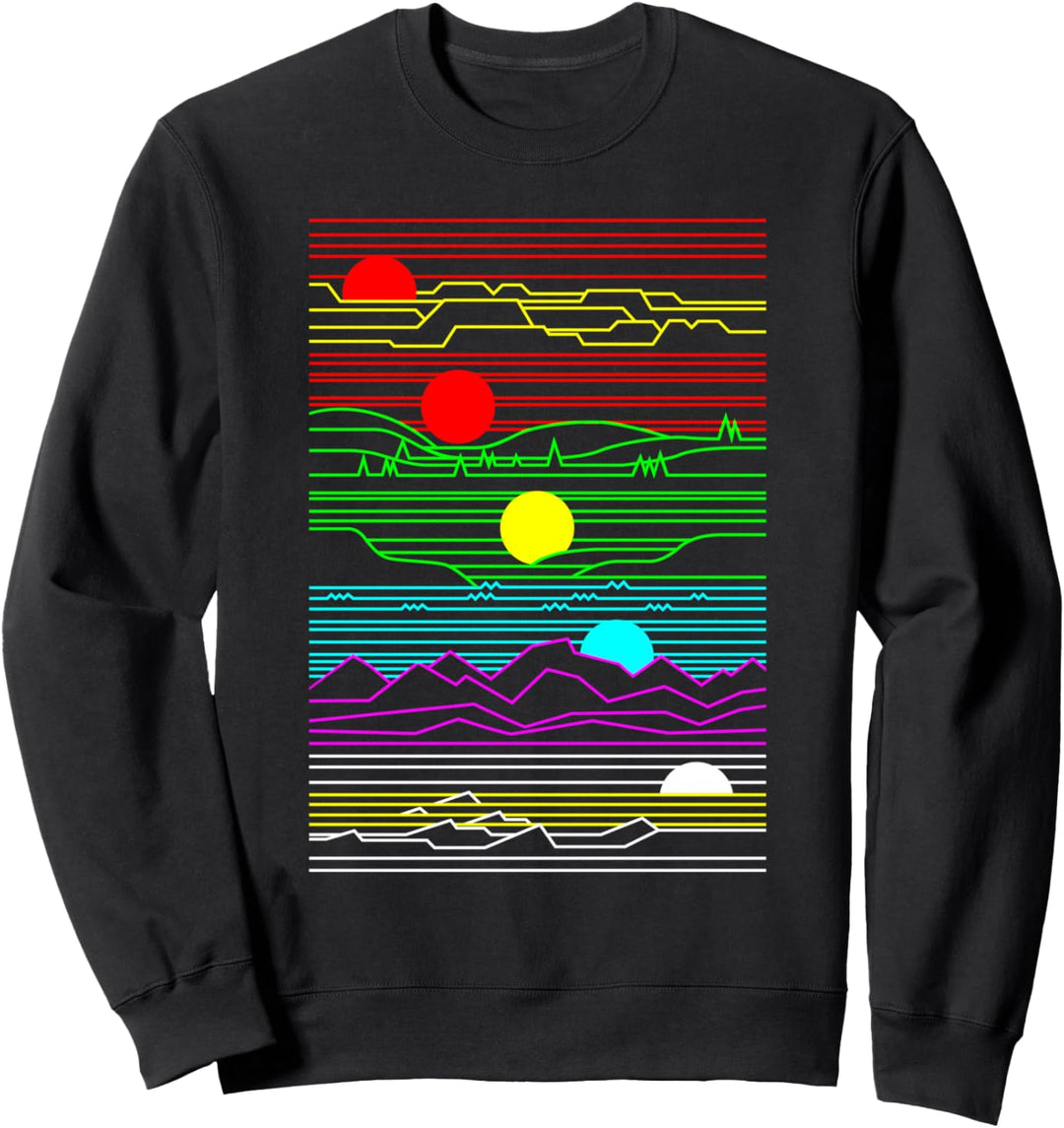 Synthwave Mountains Wasser Eislandschaften Sonnenuntergang Sweatshirt