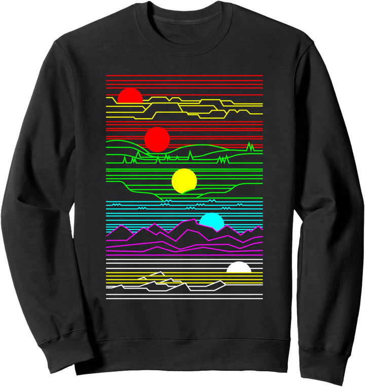 Synthwave Mountains Wasser Eislandschaften Sonnenuntergang Sweatshirt