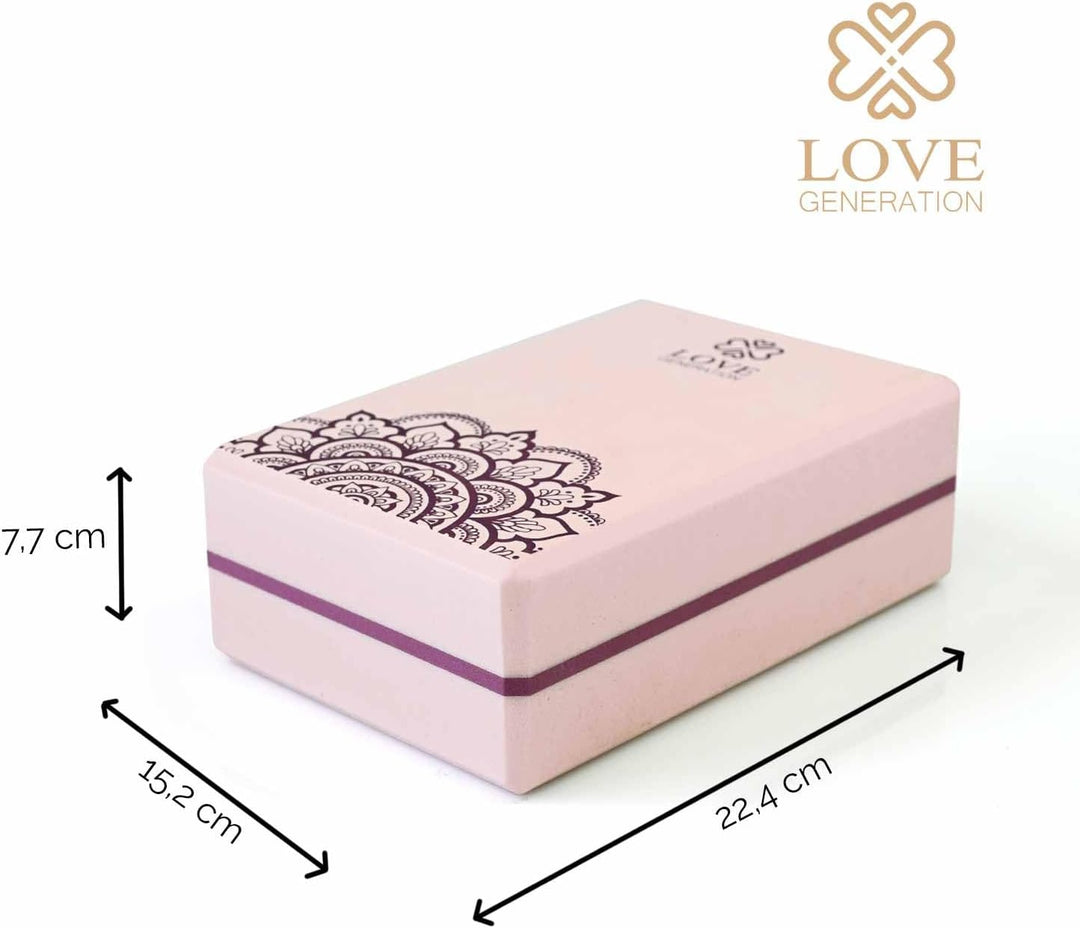 Love Generation - Yoga Block - High Density Eva - für Yoga, Fitness, Pilates und Stretching (Rosa)