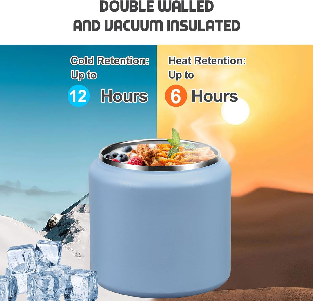 Itslife Thermobehälter für Essen 760ml, Thermo Lunchbox Kinder mit Schnallendeckel und Löffel, Warmh