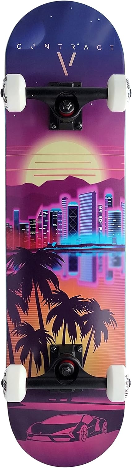 Komplett Skateboard Beach-City - für Kinder und Jugendliche - 7-lagiges Ahornholz Deck - Medium Conc