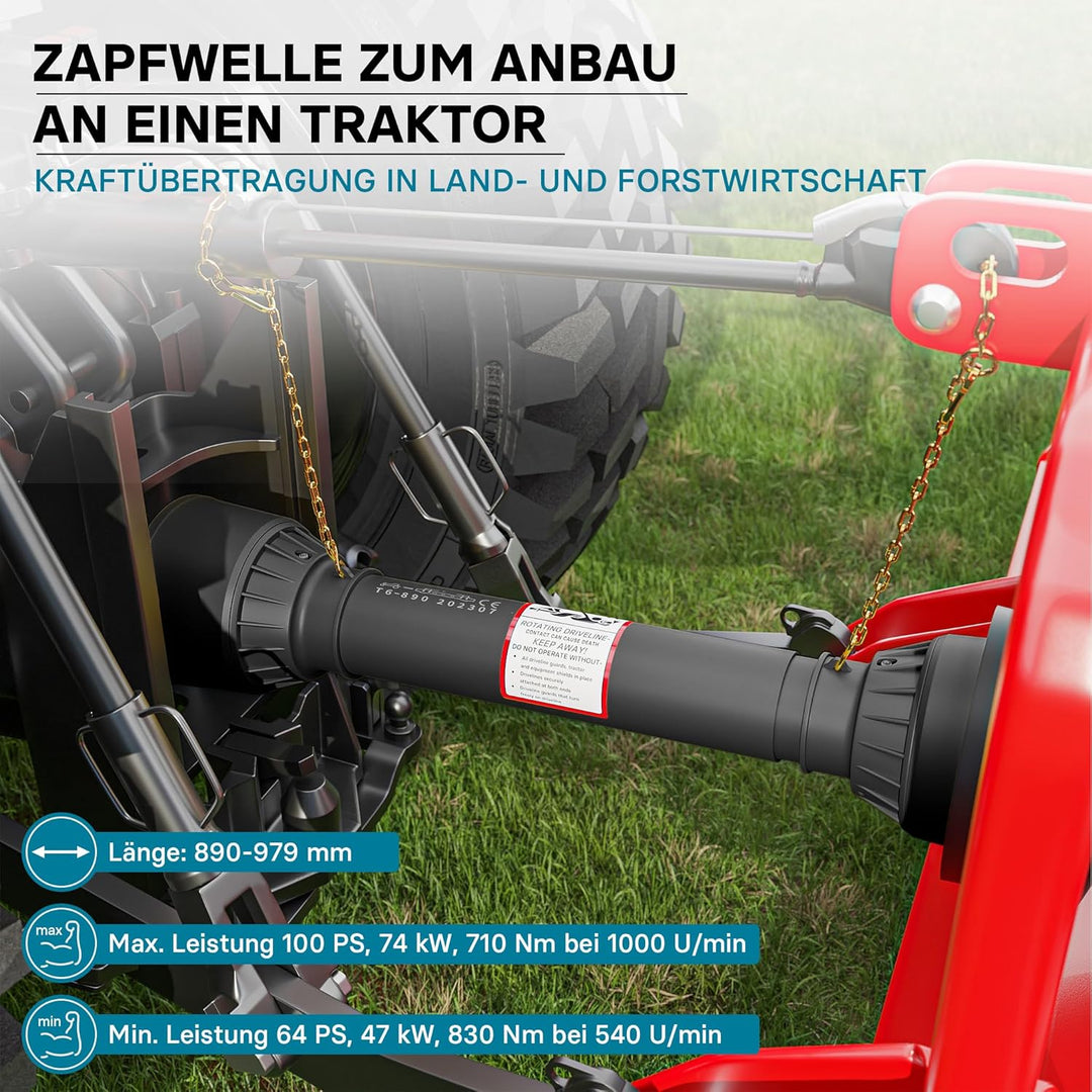 Zapfwelle T6 Gelenkwelle 1155mm 830Nm 540U/min, PTO-Shaft, 74kW (100PS), 2x 1 3/8" 6 Zähne