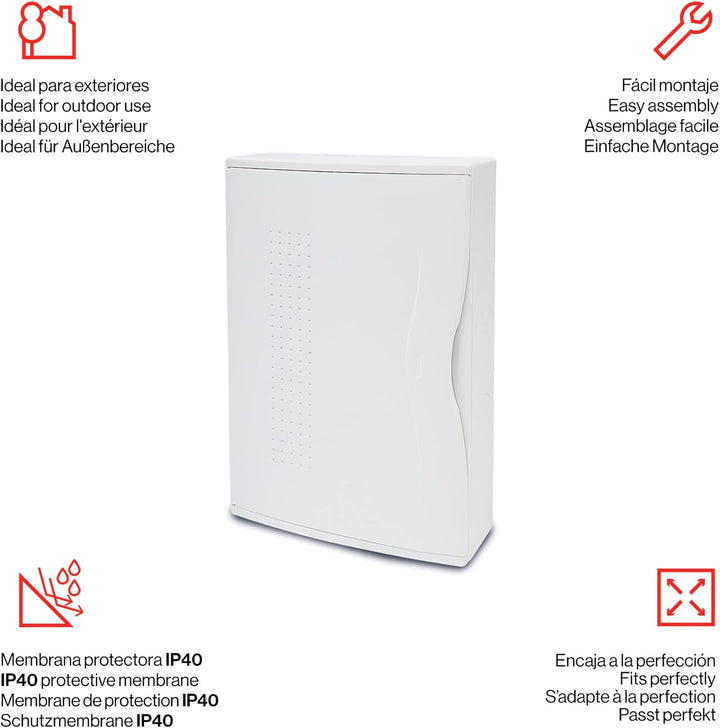 FAMATEL – Aufputzschrank Nuova | IP40 | 36 Elemente | 460 x 305 x 112 | Lichtundurchlässige Tür