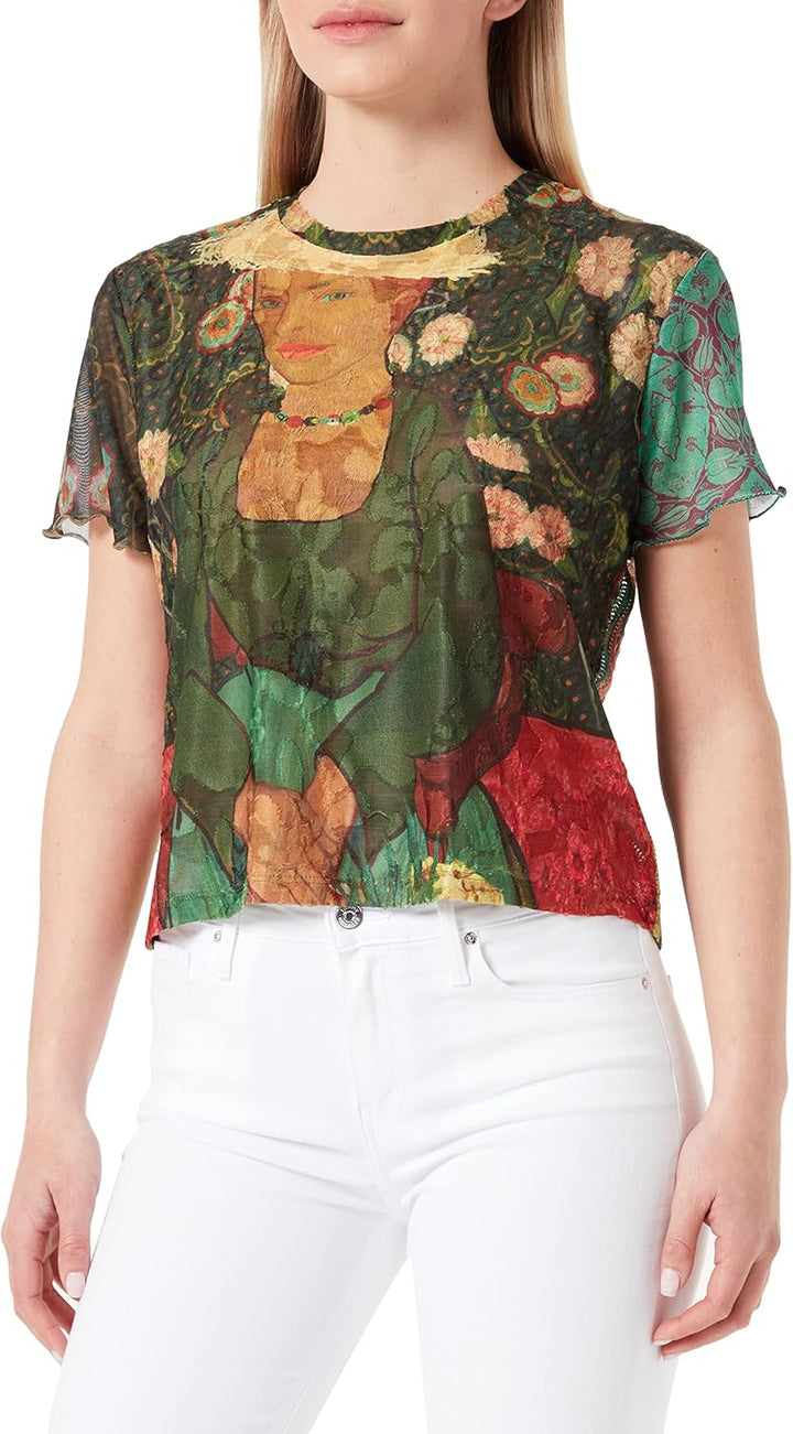 Desigual Damen Ts_la Berceuse T-Shirt XS Grün, XS Grün
