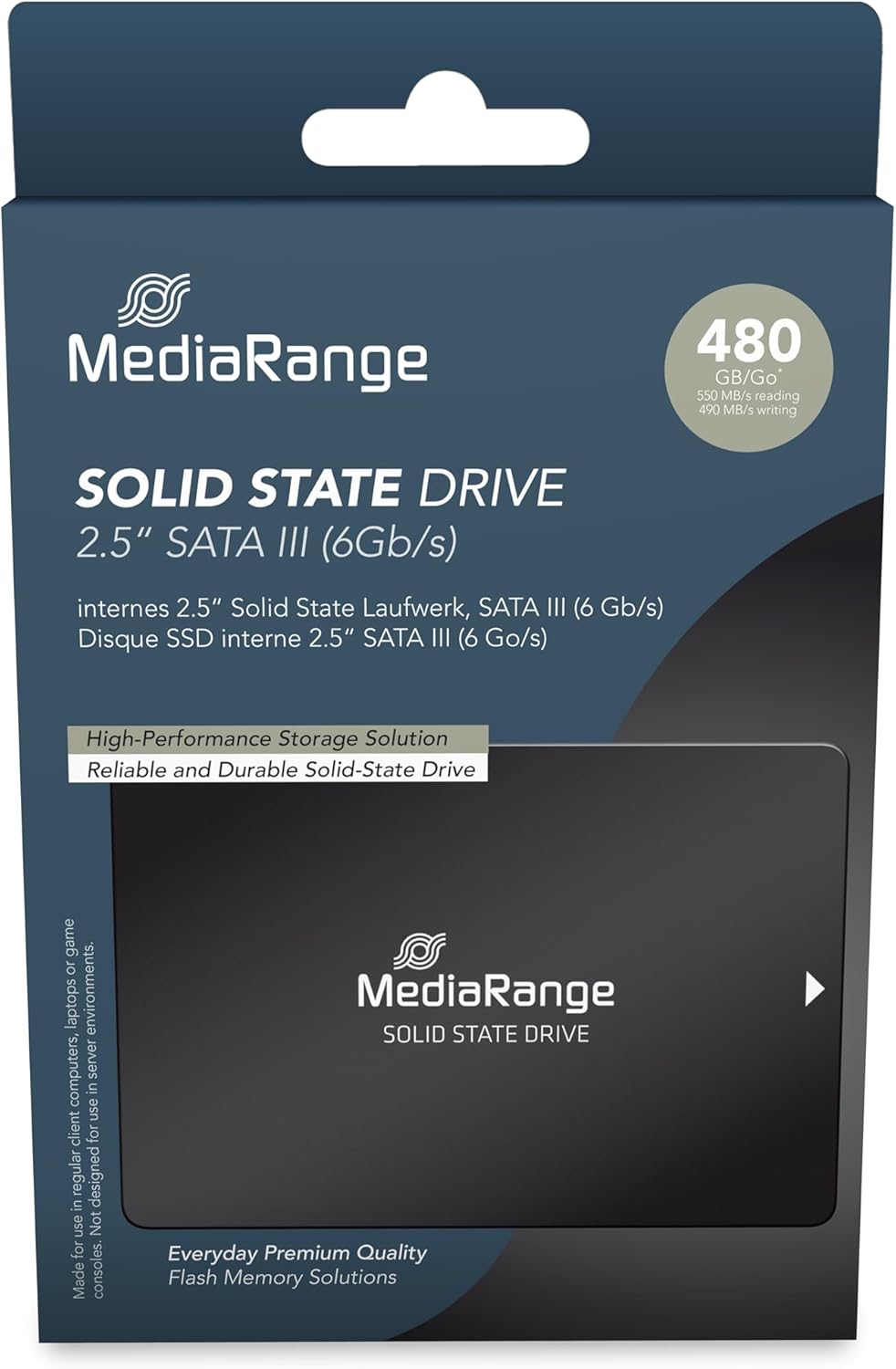 MediaRange Interne SSD Festplatte 480 GB - Solid State Drive 2,5’’ mit SATA III Schnittstelle und 3D