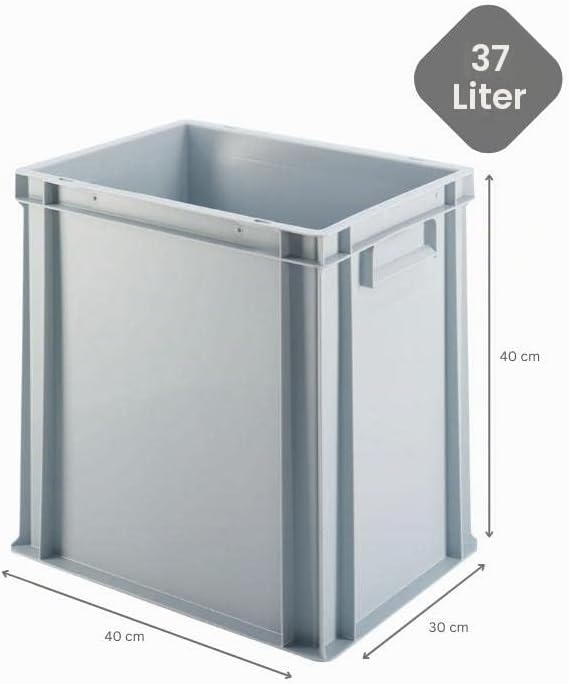 SuperSparSet 4x Eurobehälter mit geschlossenem Griff | HxBxT 40x30x40cm | 37 Liter | Grau | Eurobox,