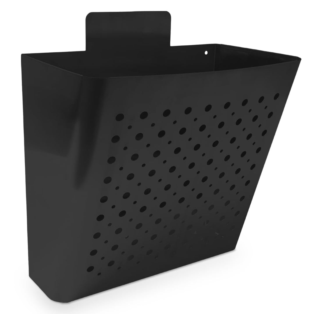 Amig - Werbekorb aus Stahl, Schwarz, mit Frontgitter, für Wand oder Aussenwand von Toreingängen oder