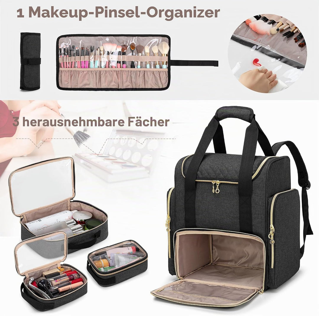 Luxja Kosmetikkoffer Rucksack, Make Up Tasche für Kometik | Schminktasche für Makeup, Kosmetik Organ