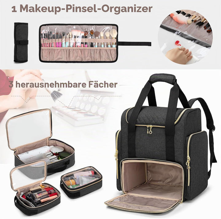 Luxja Kosmetikkoffer Rucksack, Make Up Tasche für Kometik | Schminktasche für Makeup, Kosmetik Organ