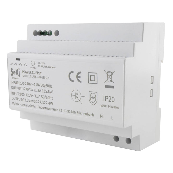 SeKi Hutschienen-Netzteil H-150-12 - 12V - 11,3A - 135W DIN Rail - DIN Schienen Netzteil/Stromversor