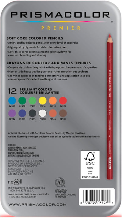 Prismacolor PC952 Premier Pencils Set 12 Coloured,120W x 19D x 260H mm 12 Stück (1er Pack), 12 Stück