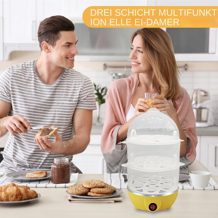 Eierkocher für Hartgekochte Eier,3-Etagen Eierkocher Mit Automatikfunktion | Multifunktionaler Dampf