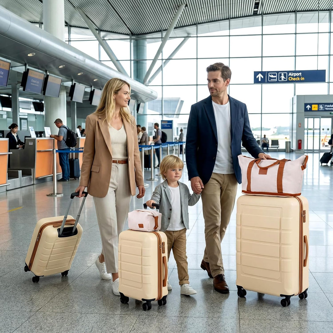 COSTWAY Kofferset 5 teilig Hartschale, Koffer Set mit1Reisetasche & 1 Kulturbeutel, Reisekoffer mit