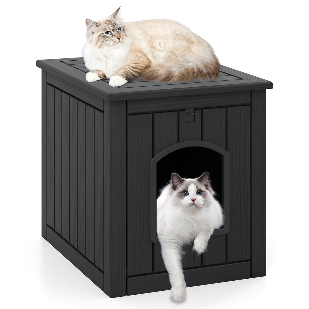 COSTWAY Katzenhaus, Katzenklo Schrank mit Klapptür &amp; erhöhtem Boden, Katzenschrank für Katzentoilett