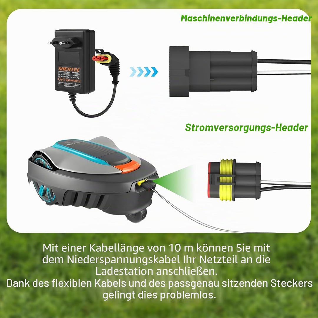 Shentec 10M, Niederspannungskabel Transformator Kabel kompatibel mit Gardena Robotic R38Li, R40Li, R