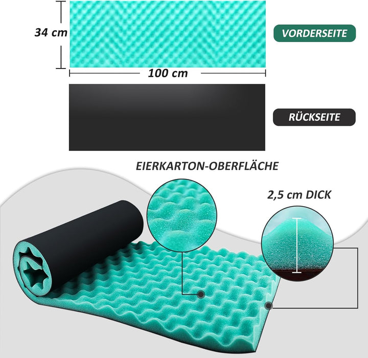 BXI Doppelte Schalldämmung Schallisolierschaum, 100 x 34 x 2,5 cm Eierkarton Schallabsorbierender Ak